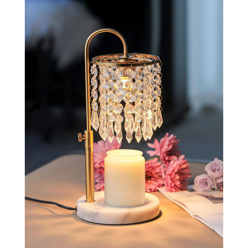 Candle Warmer Lamp With Timer Dimmer And 3 Bulbs, Candle Lamp Warmer With Marble Base For Adjustable Height, Crystal Candle Lamp For Jar Candles, Home Room Decor.(Copper Gold)