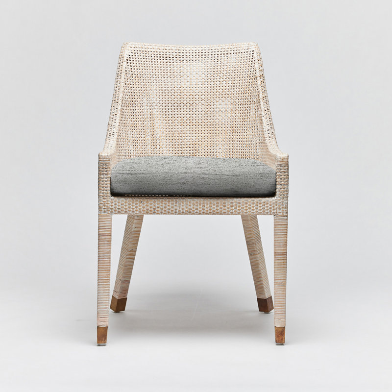 Chaise d'appoint Boca, Blanc délavé, Chenille de jade