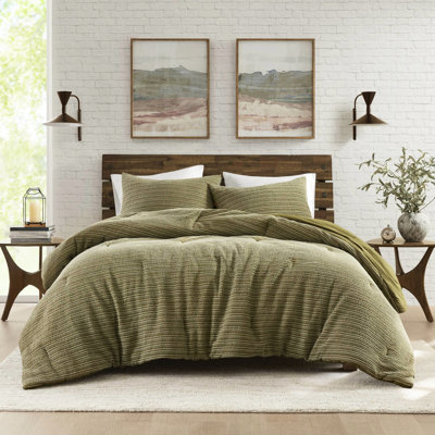 3Pcs Full Comforter With Unique Waffle Design, Cozy 100% Cotton Sides, Cloud - Soft Fill, Vintage Look, , Machine Wash Cold Washed And Sham , Face, All Season Softness, Consistent Warmth, , Low