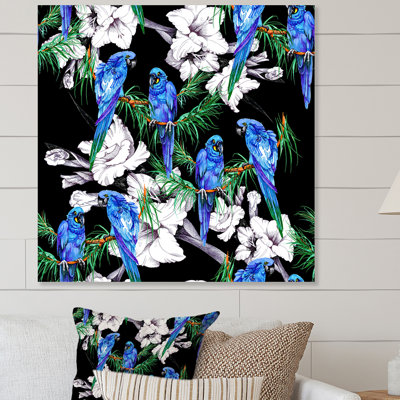 Motif de perroquets et de fleurs - sur
