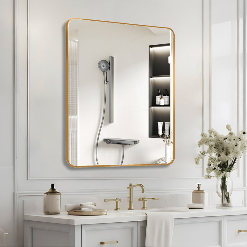 Miroir mural doré pour salle de bain 30 "x 36", Doré
