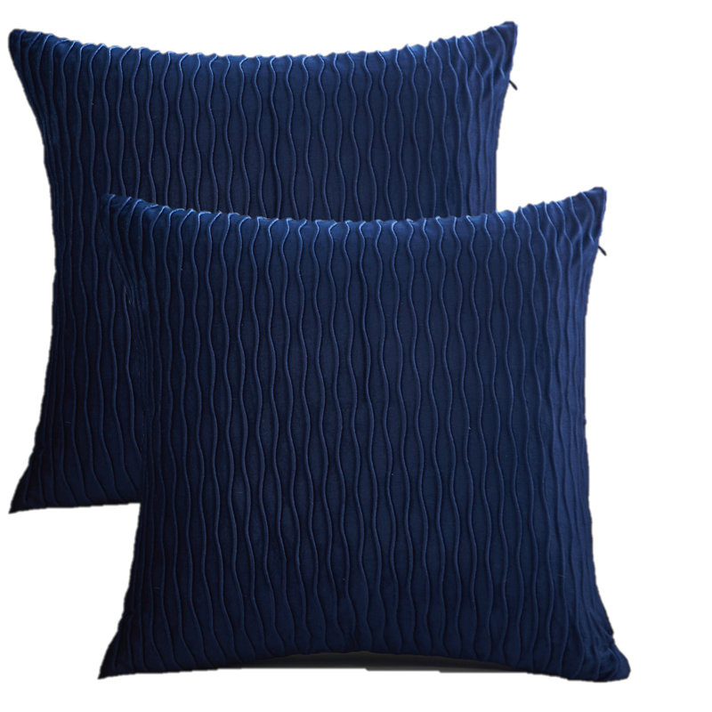 Housse de coussin Velvet wave I, Marine