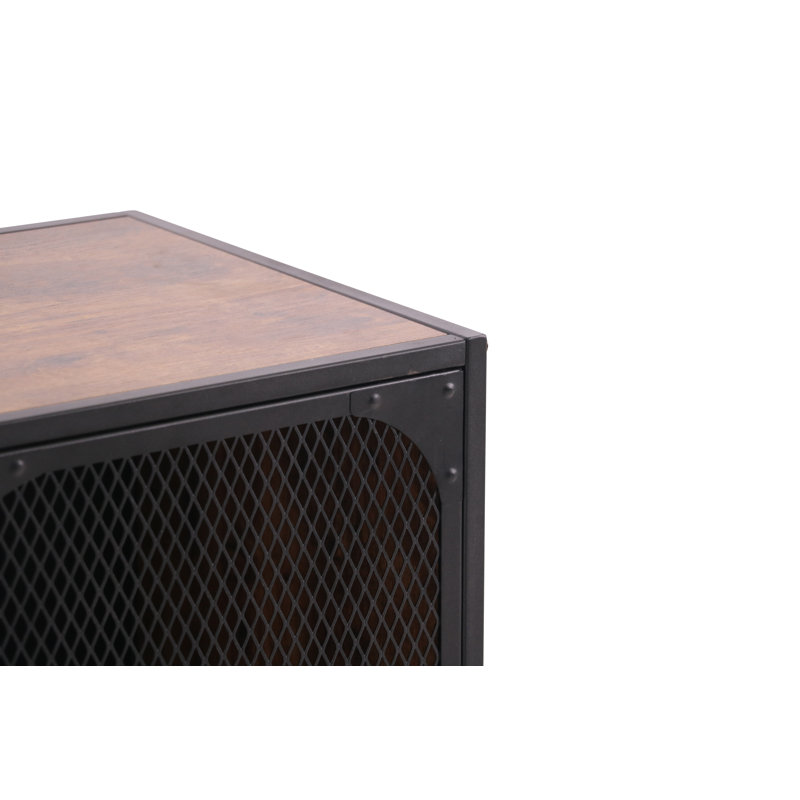 Black Industrial Freestanding 2-Door Mesh Cabinet