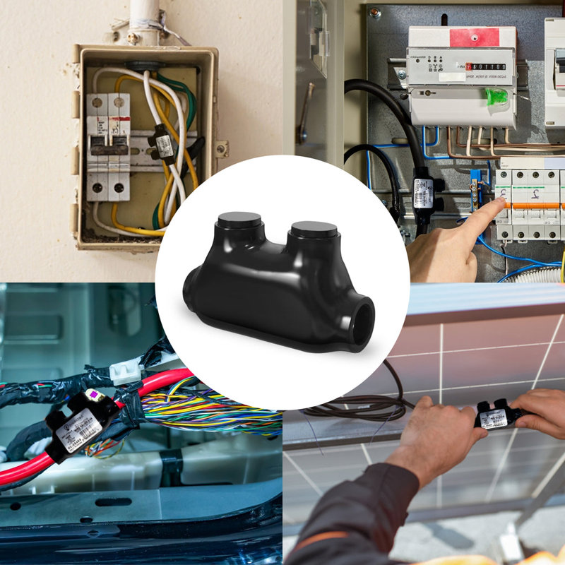 Connecteur multi-câbles isolé noir, gamme de 2 à 14 fils, raccord en ligne