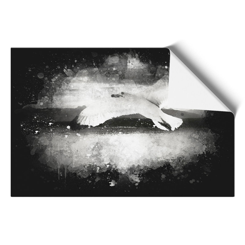 Seagull in Flight Paint Splash - Frameless Print, 59cm H x 84cm W x 0.1cm D