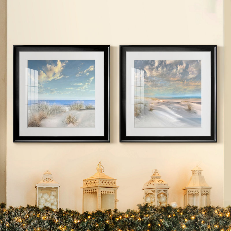 «Smooth Sands I», ensemble de 2 reproductions de photos, Impression encadrée avec passe-partout, H 22,5 po x l 45 po, Noir