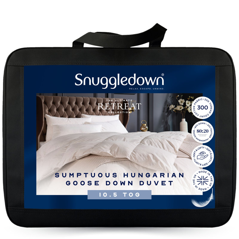 Snuggledown Retreat Goose Down Duvet – 10.5 Tog | All-Year Comfort | Sumptuous Natural Fill, Single