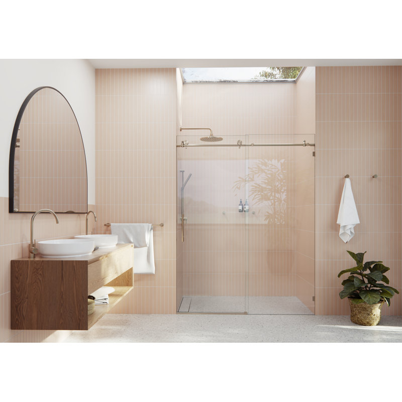Eclipse 60 - 64 po. X 78 po. Porte de douche coulissante entièrement sans cadre, Bronze brossé