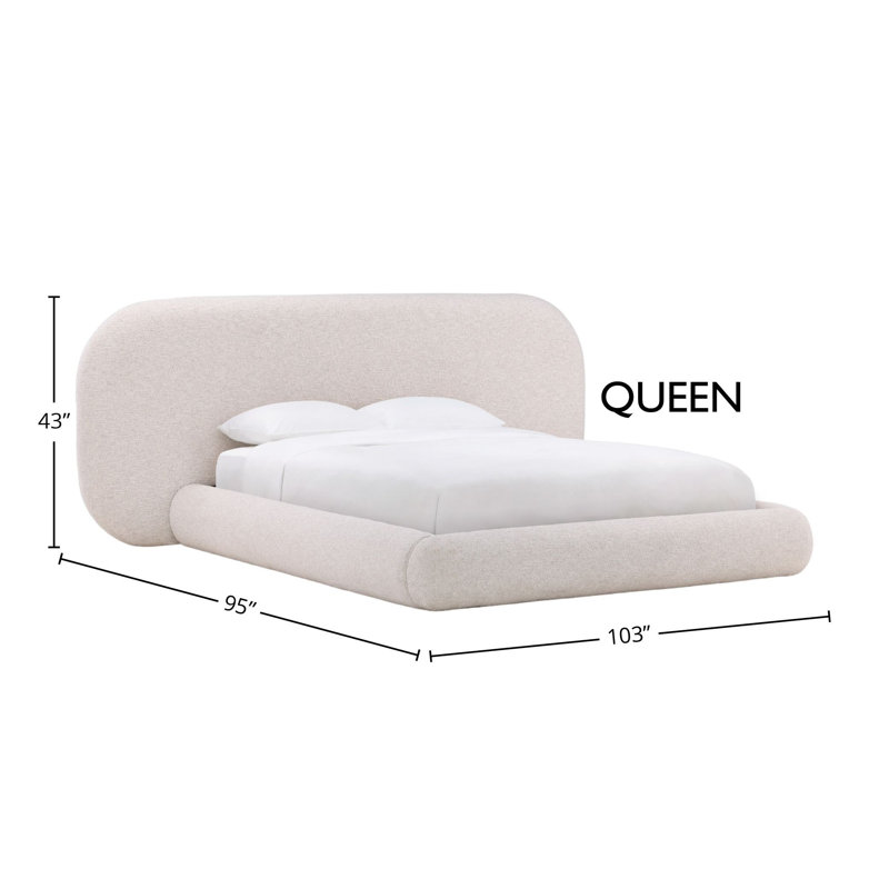 Ringo Upholstered Platform Bed, Kaia Snow, Queen