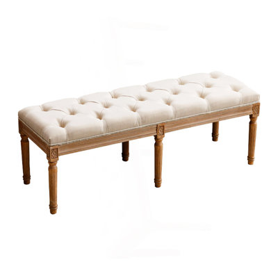 Upholstered Tufted Bench Ottoman