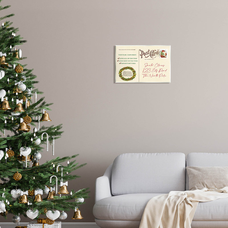 «Merry Christmas Vintage Post card» par Lil 'Rue - impression sans cadre sur panneau de fibres à densité moyenne