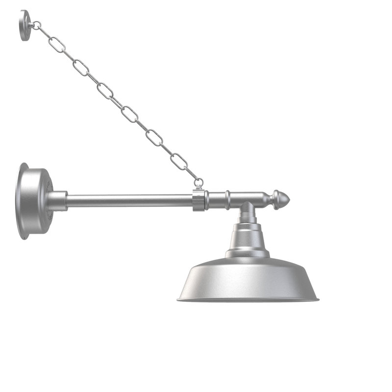 Luminaire de grange d’extérieur à del Vandervliet, H 10 po x l 12 po x p 27 po, Argent galvanisé