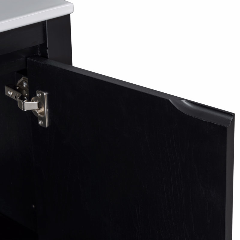 Organisateur de meuble-lavabo avec lavabo en céramique, Noir