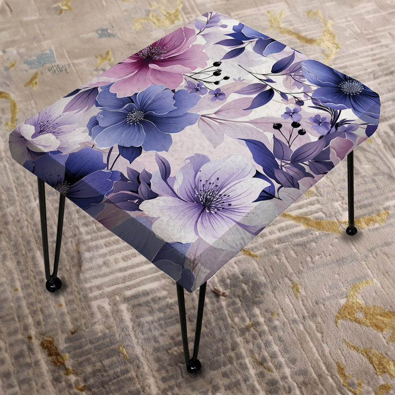 Exquise beauté mauve à motif floral - Repose-pieds rectangulaire floral