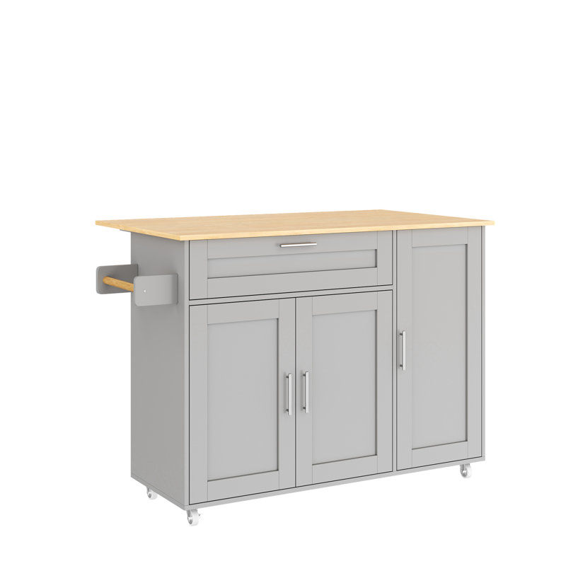 Kitchen Island With 1 Drawer And 3 Doors, Grey
