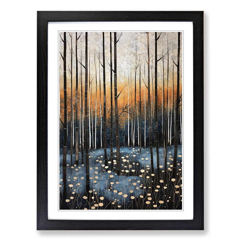 Winter Forest Contemporary - Single Picture Frame Print on Wood, 34cm H x 25cm W x 2cm D, Black