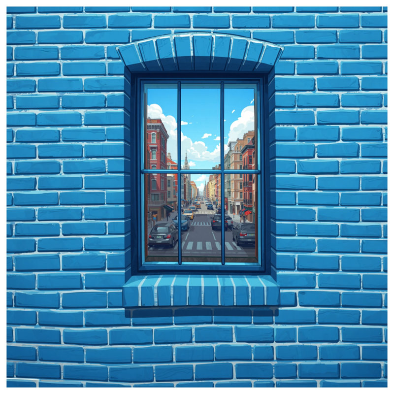 Blue Brick Wall Window Duvet Covers, King
