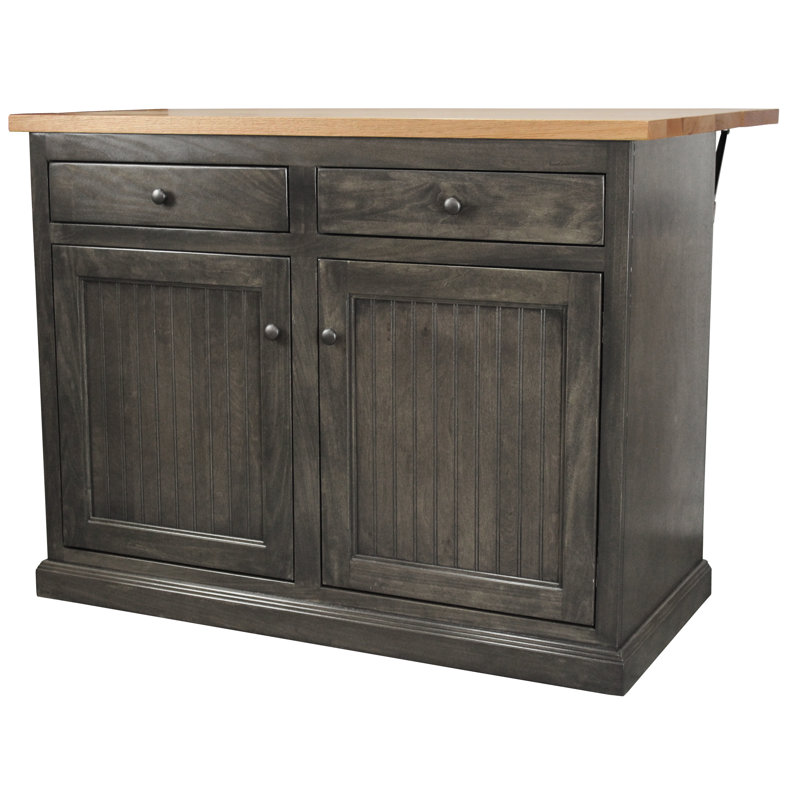 Averett Solid Wood Kitchen Island, Graystone