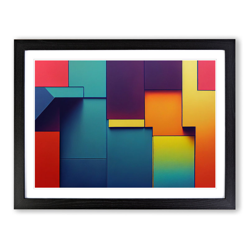Abstract Block Colour Vol.3 - Single Picture Frame Print, Black, 46cm H x 64cm W x 2cm D