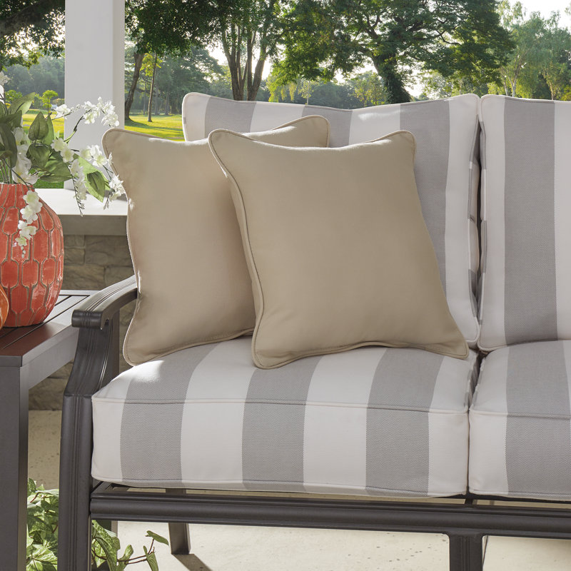 Hansah Outdoor Square Pillow Cover & Insert, Sunbrella Canvas Teal, 24" H x 24" W x 6" D