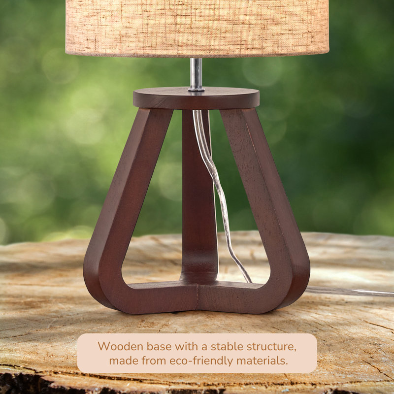 14.57" H Solid Wood Dimmable Table Lamps, Walnut