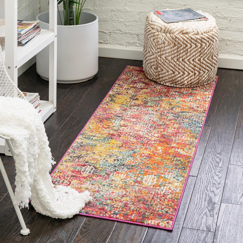 Washable Abstract Indoor Rug, Runner 2' x 8'