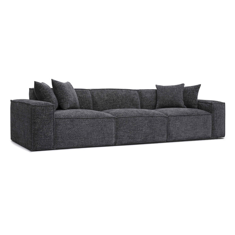 Cherylee Chenille Basketweave Modular Sofa, Charcoal