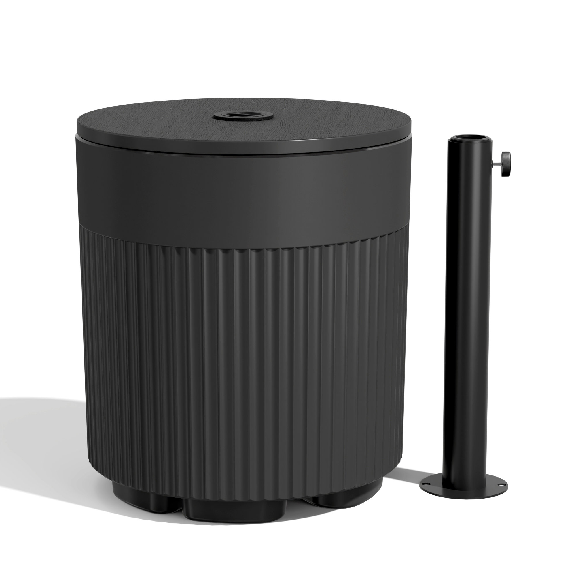 Modern Outdoor Patio Side Table Umbrella Base, Black, 16.65" H x 14.76" W x 14.76" D