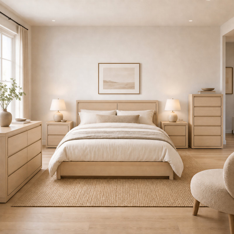 152cm W 6 - Drawer Chest of Drawers, Ivory White