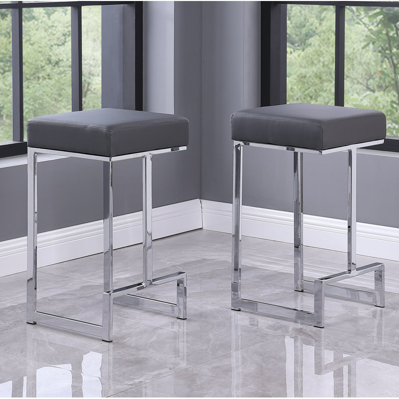Tabouret de bar et de comptoir Jochebed, Argent, Gris, Tabouret de comptoir (siège d'une hauteur de 25 p