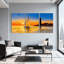 Nautique, voilier, coucher de soleil, océan, vagues, phare, horizon, ensemble de 3 impressions sur toile-184828361