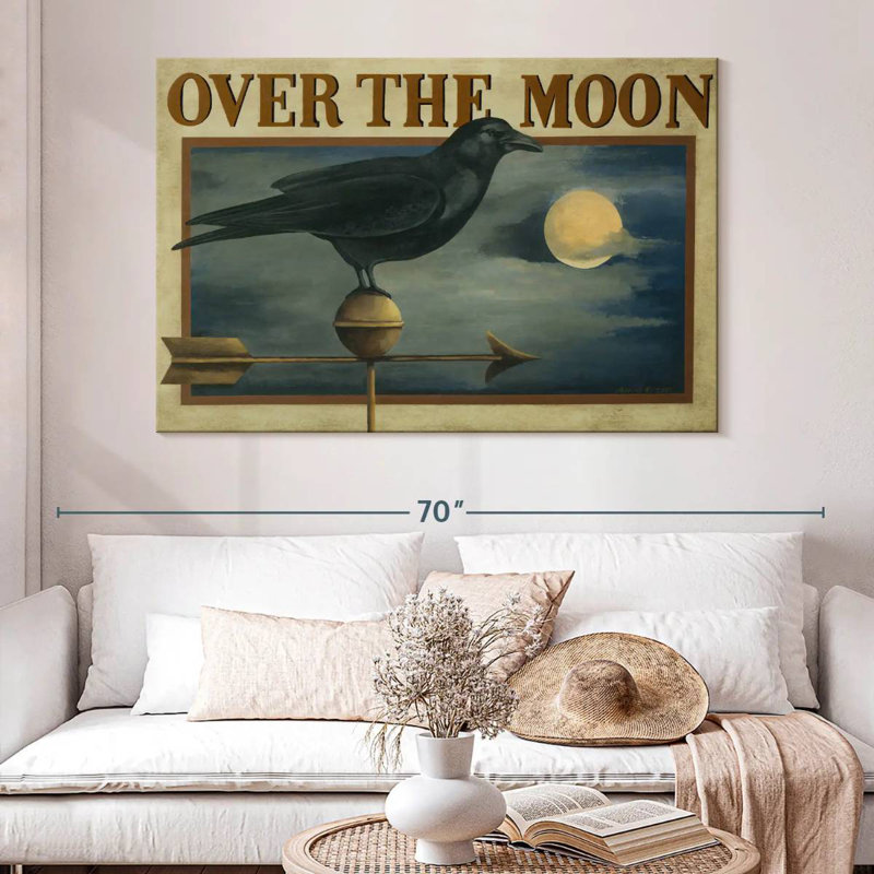Over The Moon Crow Weathervane, 34" H x 51" W