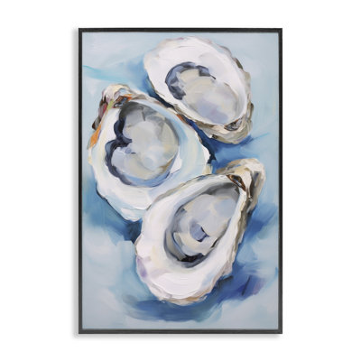 Oyster Shell Trio, art de la giclée noire encadrée par Petal Prints Design