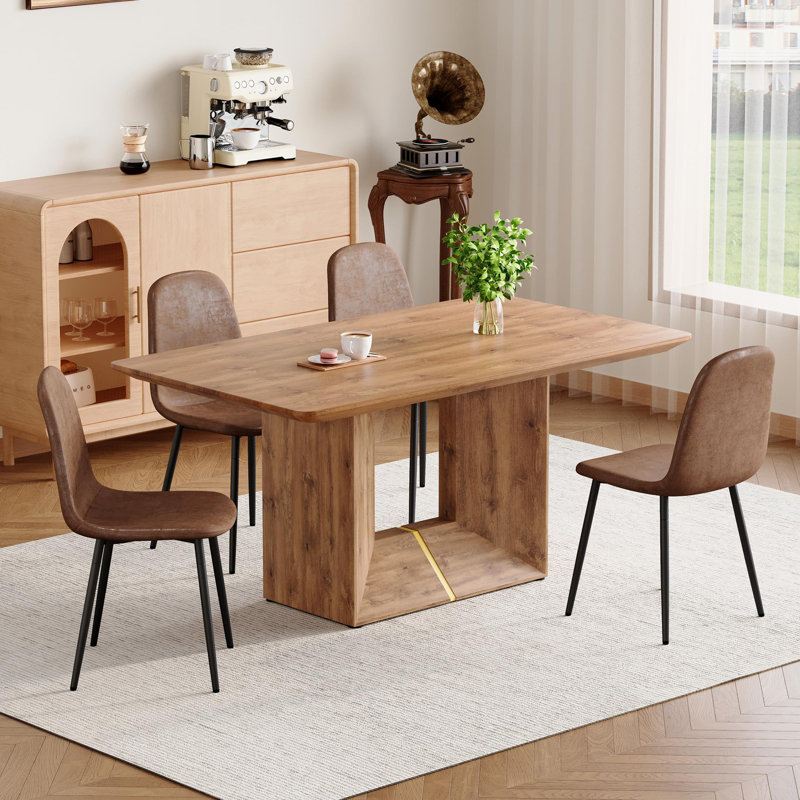 63" Rectangular Dining Table Set, 5 Pieces: Table, 4 Chairs