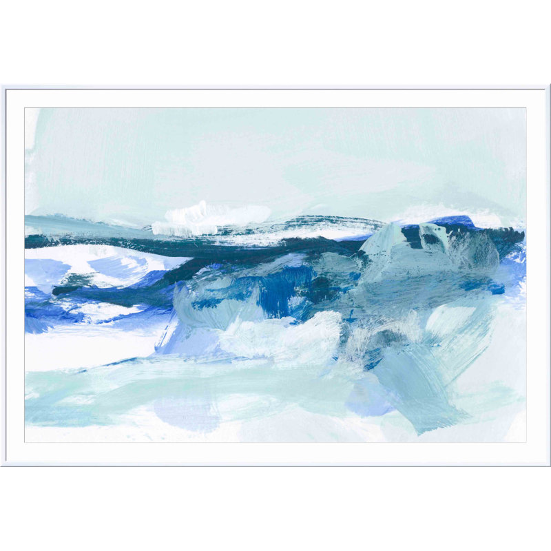 «Coastal II» par Christina Long - peinture encadrée, H 36 po x l 36 po, Blanc