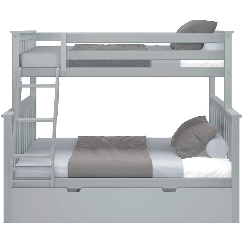 Lit superposé simple au-dessus de double en bois massif avec lit gigogne Strayhorn par Harriet Bee, gris