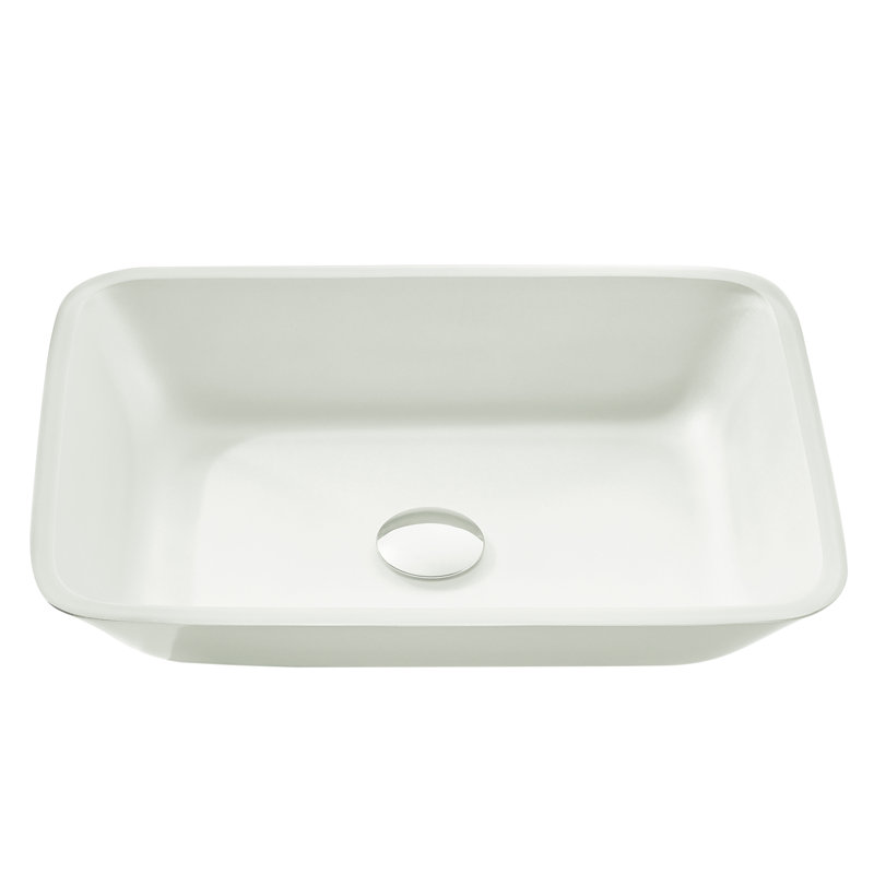ANZZI Innovio 13'' Glass Rectangular Bathroom Sink, Matte White