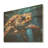 Abstract Representation Of A Turtles Swim Using - Turtle Wood Panel Wall Art On Natural Pine Wood-176298406