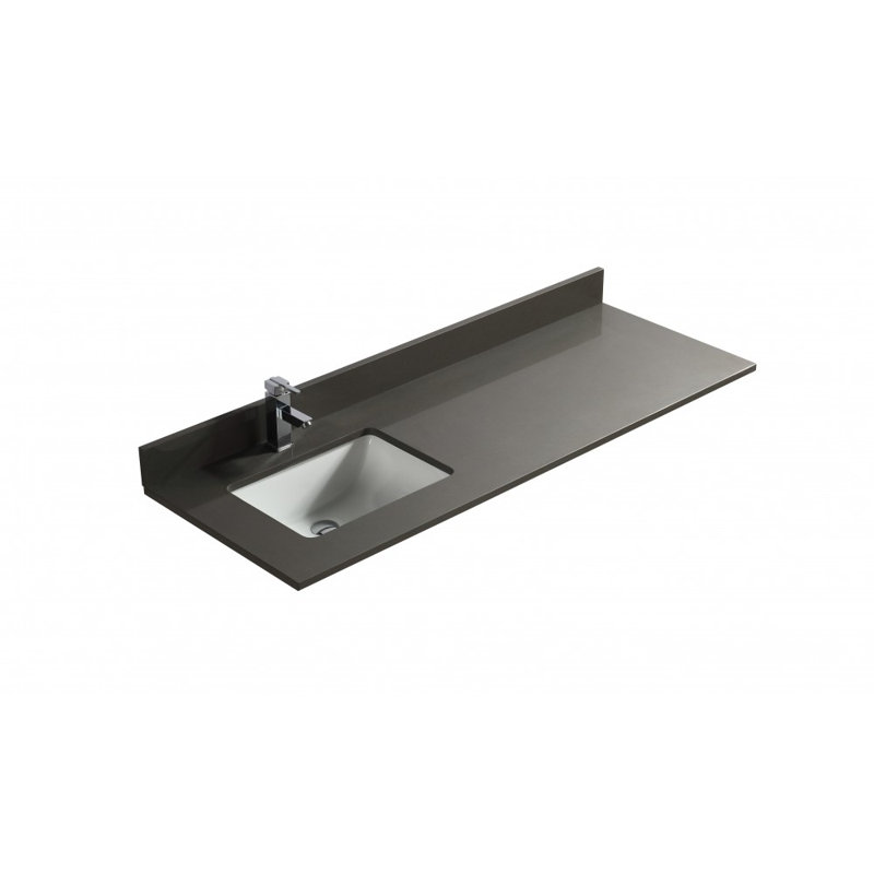 Comptoir de meuble-lavabo simple 64 po avec trous pour robinet de lavabo 64 po