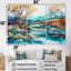 Ensemble de décorations murales paysage turquoise et brun-107755236-107755239