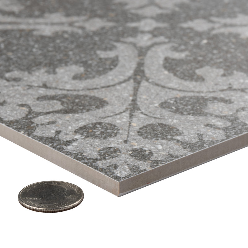 Farnese Molise 11.5" x 11.5" Porcelain Patterned Wall & Floor Tile, Grafito