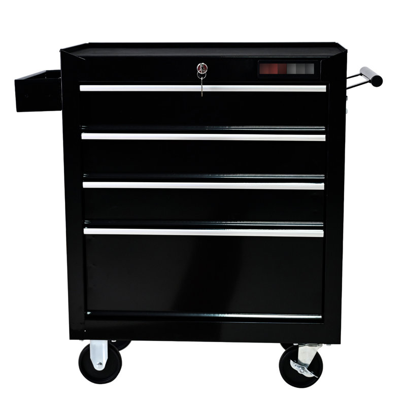 Rangement pour outils roulants avec 4 tiroirs et serrure - Solution de rangement de garage industrielle robuste