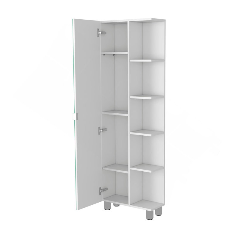 Armoire à linge, miroir, cinq tablettes