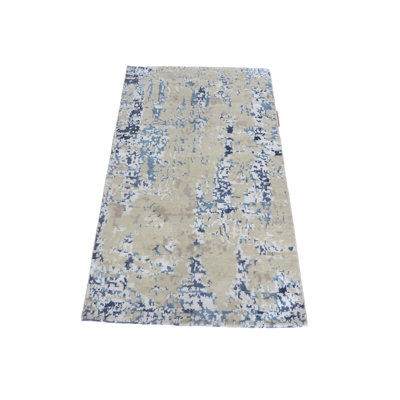 Tapis oriental tibétain moderne beige en soie noué à la main 3 x 5 DE08D9FF5D22437AA8C481B45BDA7EC4