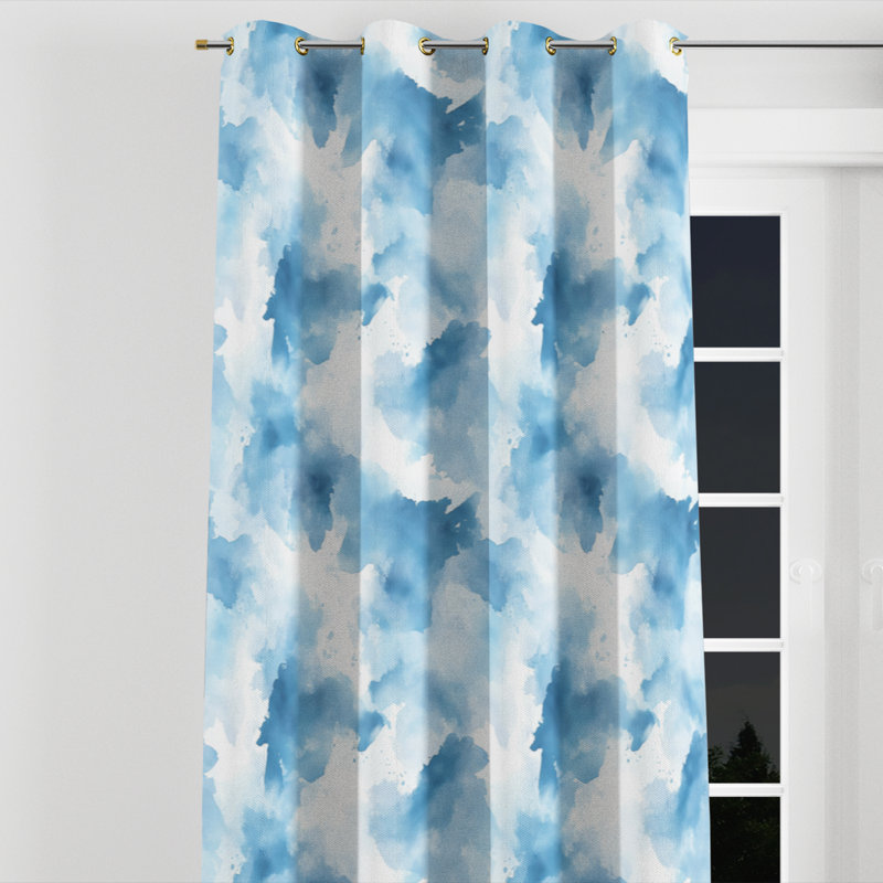 Abstract Curtains for bedroom - Modern Baese Grommet Curtain - 1 Panel, Gold Grommets, 52" W x 90" L