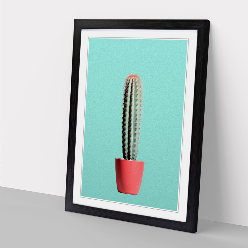 Cactus Minimalism No.2 - Framed Print, Black Framed, 46cm H x 34cm W x 2cm D