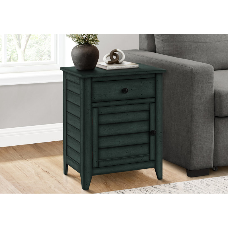 Table d'appoint de style transitionnel - placage bleu antique, espace de rangement spacieux avec placage en bois massif +, design moderne