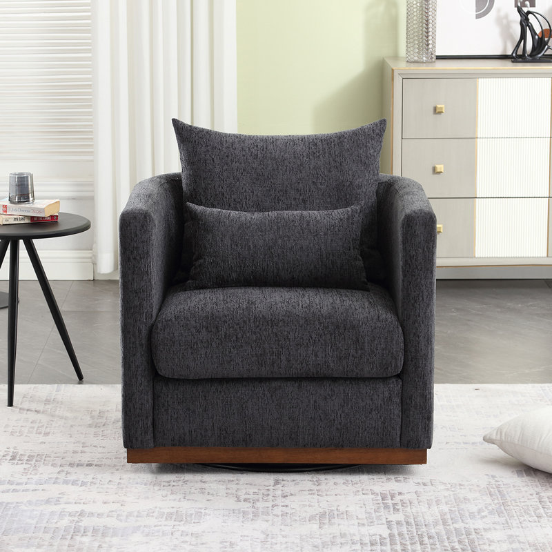 Fauteuil demi-tonneau pivotant Schoth à 360 degrés, Noir carbone