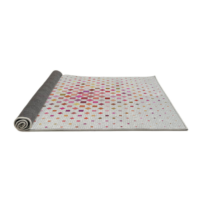 Tapis rose/rouge/brun à motifs, Rond 5 pi