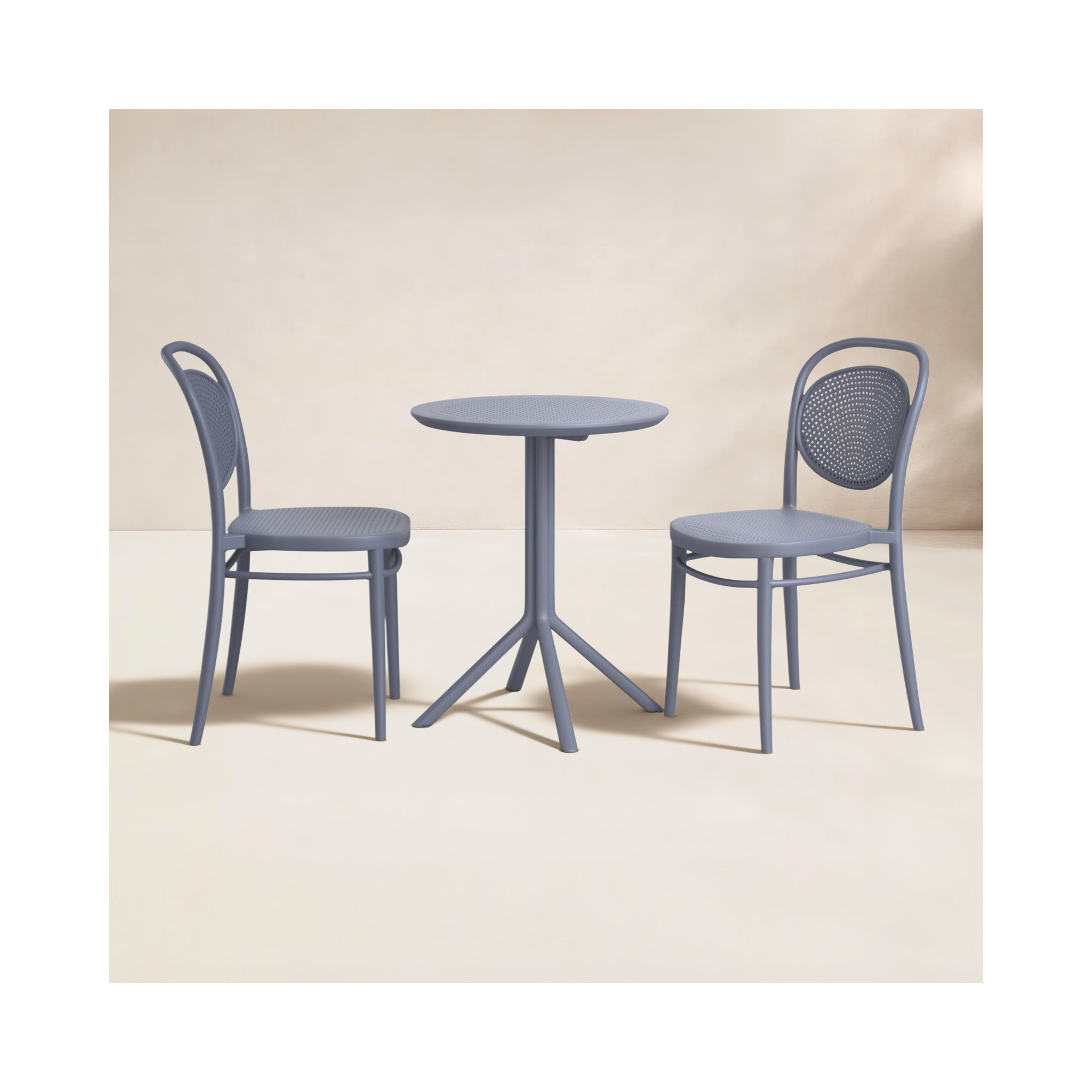 Farrah 24'' Round 2 - Person Bistro Set with Stacking Chairs, Dark Gray